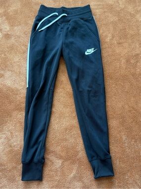Nike Black Jogger Sweatpants with Light Blue Accents